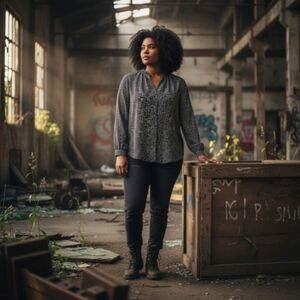 Nine West Cheetah Print Button Front Blouse Long Sleeve Women Size XL